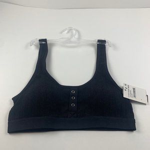 Free Press Women's Ribbed Stretch Black Bralette Removable Pads Size S‎ NWT 8357